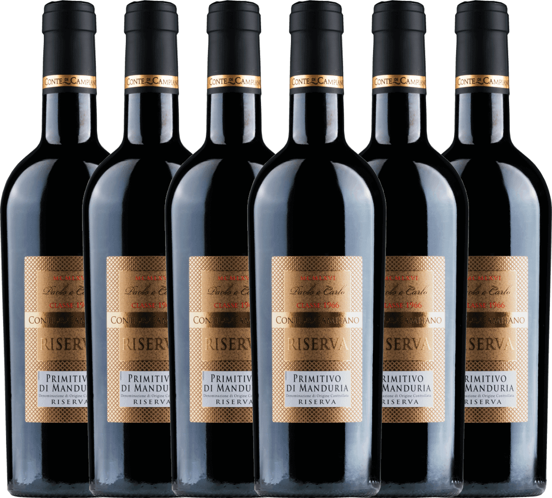 6er Vorteils-Weinpaket - Primitivo di Manduria Riserva DOC - Conte di Campiano