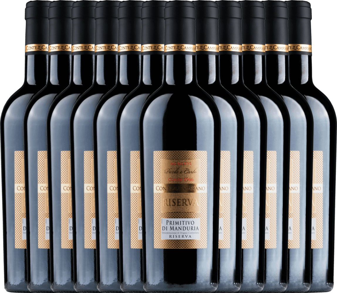 12er Vorteils-Weinpaket - Primitivo di Manduria Riserva DOC - Conte di Campiano